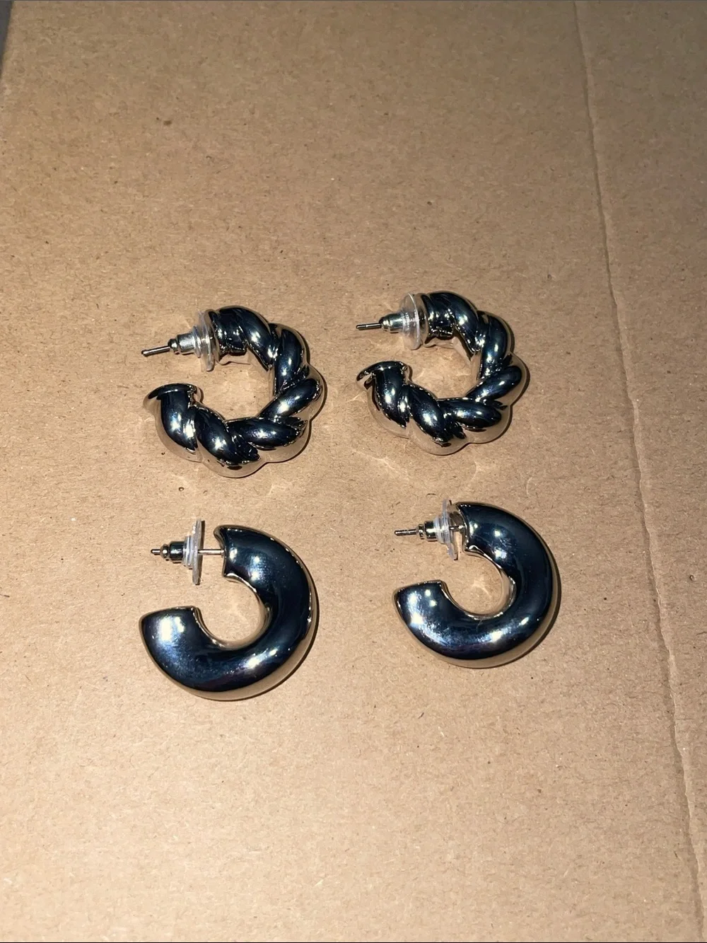 Free People Urban Silver-Tone Thick & Twisted Hoops Earring Bundle Set